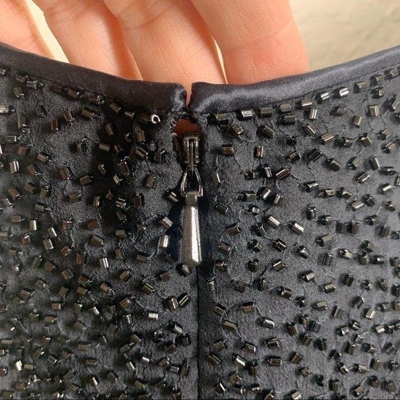 BASIX II Vintage Black Silk Bead Embellished A-Line Skirt‎ - Picture 5 of 10